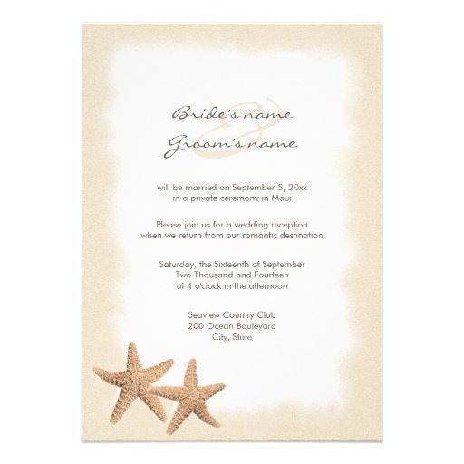 Beach Wedding Reception Only Invitations 5" X 7" Invitation Card | Zazzle