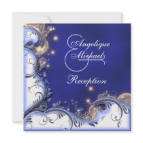 Beach wedding reception tropical ivory blue personalized announcements