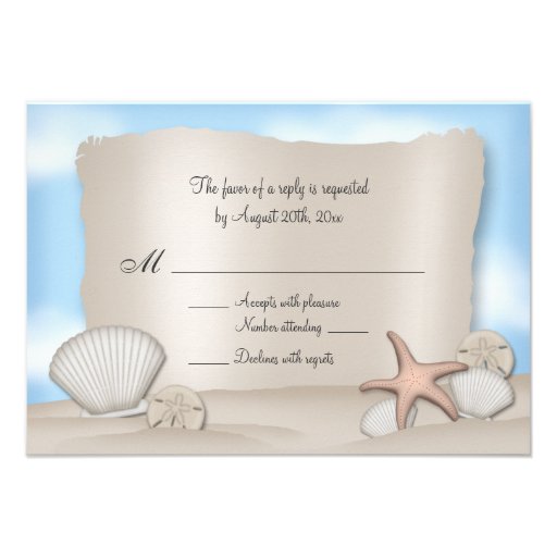 Beach Wedding Reply Cards Personalized Invitation