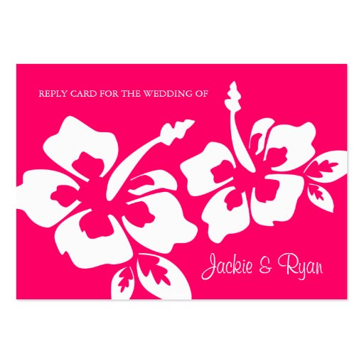 Beach Wedding Response Cards Hibiscus Pink Business Card (back side)