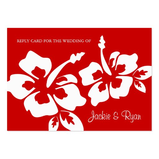 Beach Wedding Response Cards Hibiscus Red Business Cards (back side)