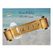 beach wedding RSVP Announcements