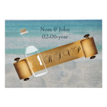 beach wedding RSVP standard 3.5 x 5 Announcements