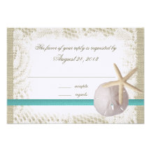 Beach Wedding Sand Dollar and Starfish Custom Invites