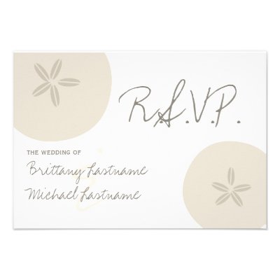 Beach Wedding Sand Dollar Wedding RSVP Personalized Invites