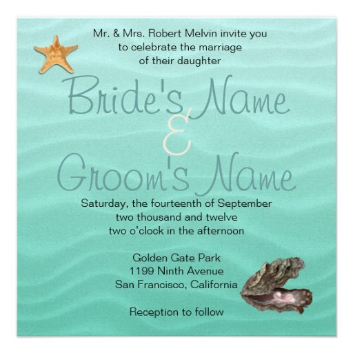 Beach Wedding Sandy Shore Custom Invitation