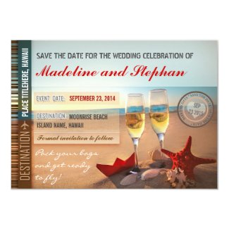 beach wedding save the date cards 4.5" x 6.25" invitation card