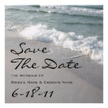 Beach Wedding Save The Date - Ocean Waves & Sand Announcements