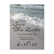 Beach Wedding Save The Date - Ocean Waves & Sand Postcard