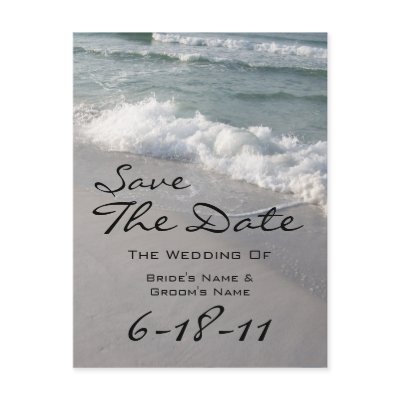 Beach Wedding Save The Date - Ocean Waves & Sand Postcard