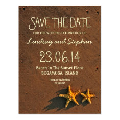beach wedding save the date starfish postcards
