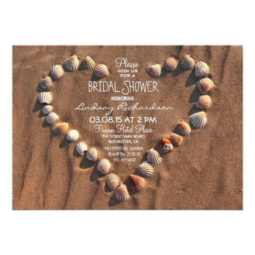 beach wedding sea shells bridal shower invitation