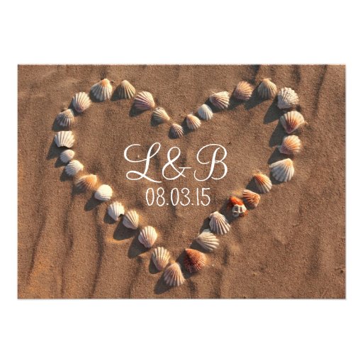 beach wedding sea shells engagement party invite