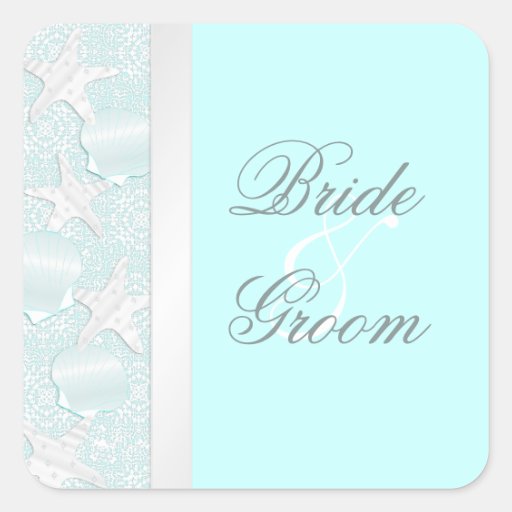 Beach Wedding Seashells and Starfish Stickers
