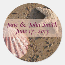 Beach Wedding Starfish and Sea Shell Seals Stickers