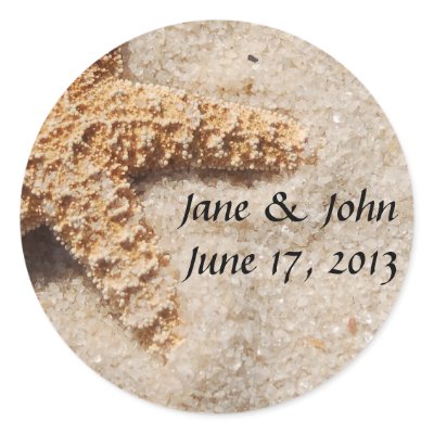 Beach Wedding Starfish Envelope Seals Sticker