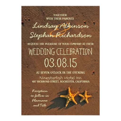 beach wedding starfish invitations (front side)