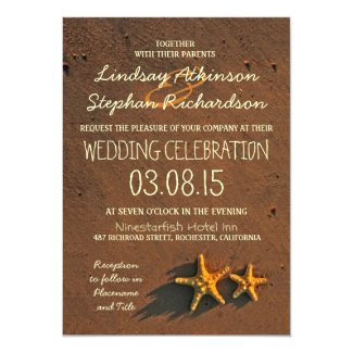 beach wedding starfish invitations