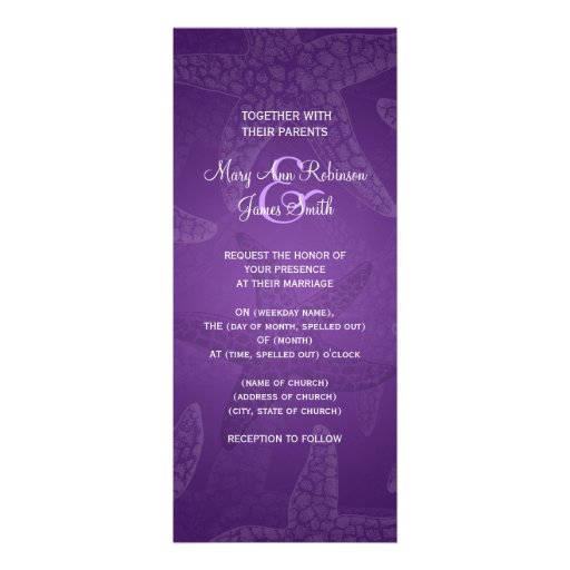 Beach Wedding Starfish Purple Custom Announcement