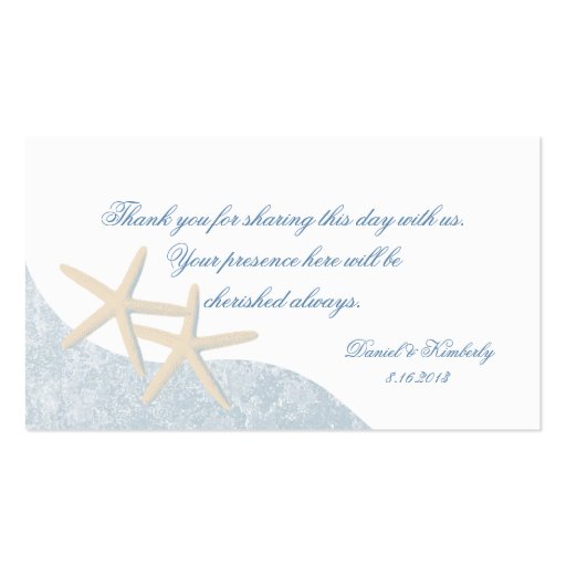 Beach Wedding Starfish Seating Card Business Card (back side)