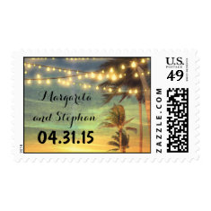beach wedding sunset postage stamps