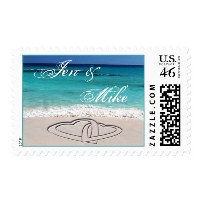 Beach Wedding Sweethearts - Add Your Name Postage Stamps