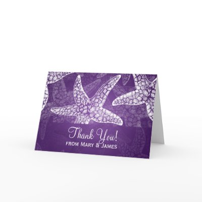 Beach Wedding 'Thank you' Starfish Purple Cards