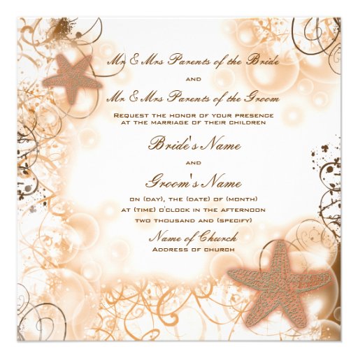 Beach wedding theme ~ elegant party custom personalized invitations