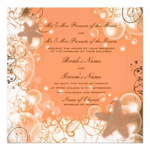 Beach wedding theme ~ elegant party custom personalized invitation