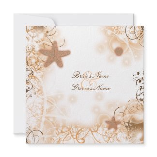 Beach wedding theme ~ elegant reception card invitation