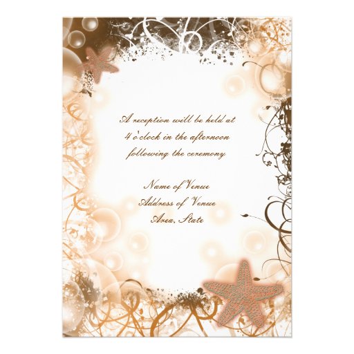 Beach wedding theme ~ elegant reception invitation