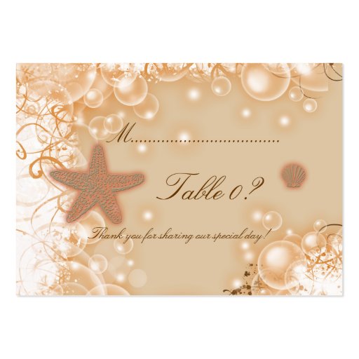 Beach wedding theme ~ table number card business card template (front side)