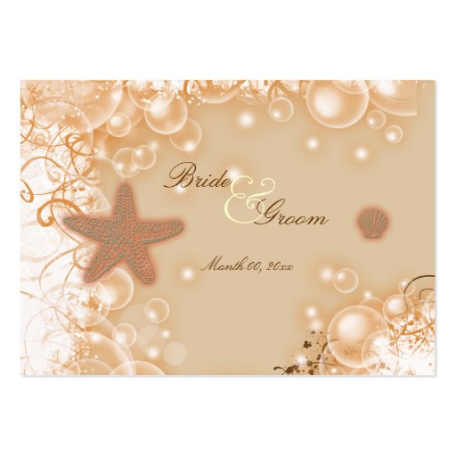 Beach wedding theme ~ table number card business card template (back side)