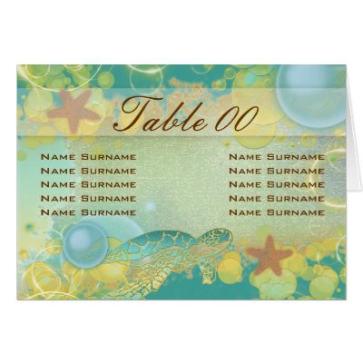 Beach wedding theme ~ table seating folded card by mensgifts