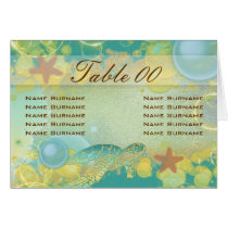 Beach wedding theme ~ table seating folded card