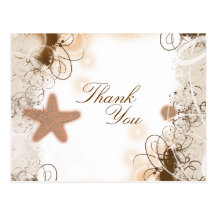 Beach wedding theme ~ thank you post cards
