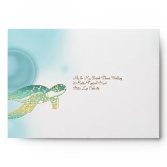 Beach wedding theme ~ turtle n bubbles envelope