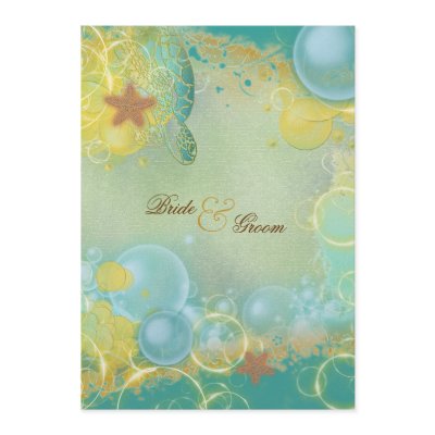 Beach wedding theme ~ turtles menu template personalized invitations by mensgifts