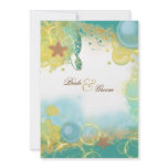Beach wedding theme turtles starfish custom invites