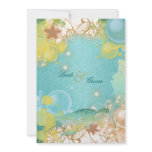 Beach wedding theme turtles & starfish announcements