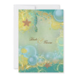 Beach wedding theme turtles starfish personalized invites