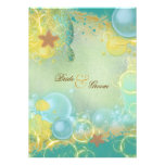 Beach wedding theme turtles starfish personalized invites