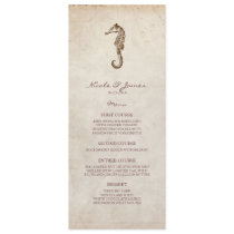 Beach Wedding Vintage Seahorse Menu Announcements