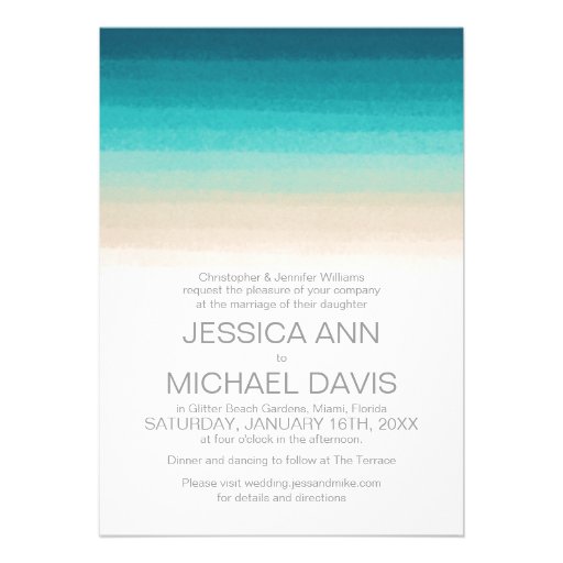 Beach Wedding Watercolor Ombre Modern Invite