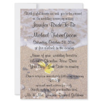 Beach Weddings Yellow Plumeria with RSVP Personalized Invite