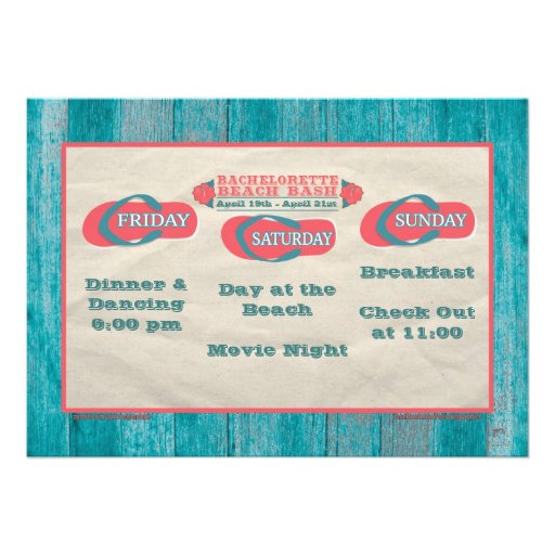 Beach Weekend Getaway Bachelorette Invitation FSS