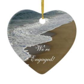 Beach We're Engaged Heart Shaped Ornament