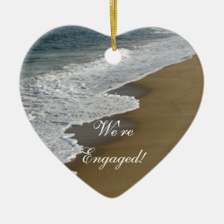 Beach We're Engaged Heart Shaped Ornament
