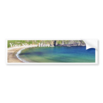 Beach With Beautiful Green Hills bumper stickers by lifesphere Beach With Beautiful Green Hills bumper stickers