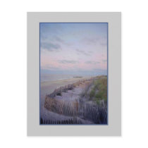'Beach with Fence and Dunes at Dawn' Postcard
